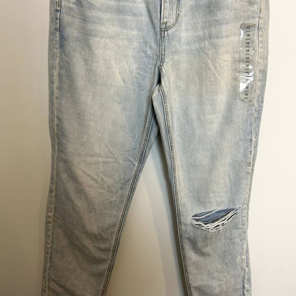 NWOT American Eagle Womens Skinny Jeans 12 Long 100% Cotton Raw Hem Distressed - Picture 8 of 16